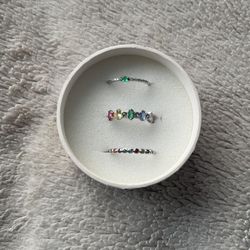 Rainbow Cubic Zirconia Rings Size 8