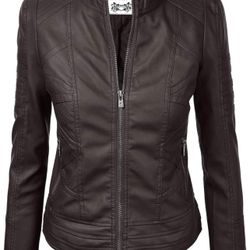 Faux Leather Moto Biker Jacket