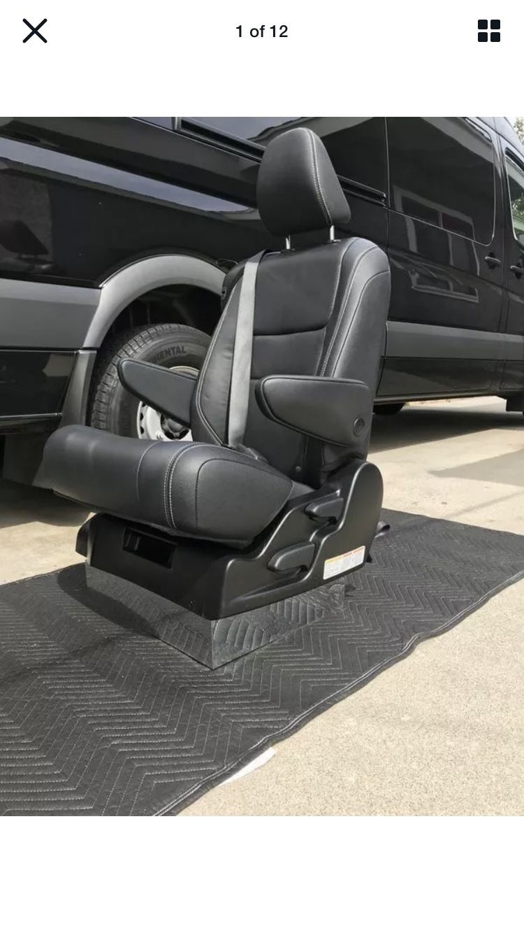 Black Leather Captain Seats For Sprinter Van, Transit, Econoline, Van