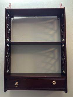 Solid Wood Wall Shelf with Drawer