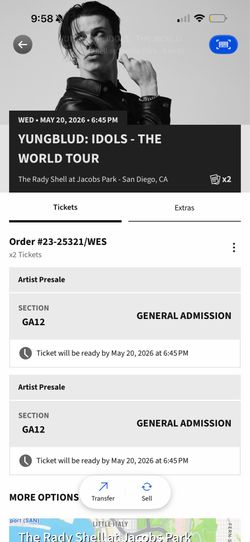 YUNGBLUD Tickets @ the Rady Shell San Diego, CA