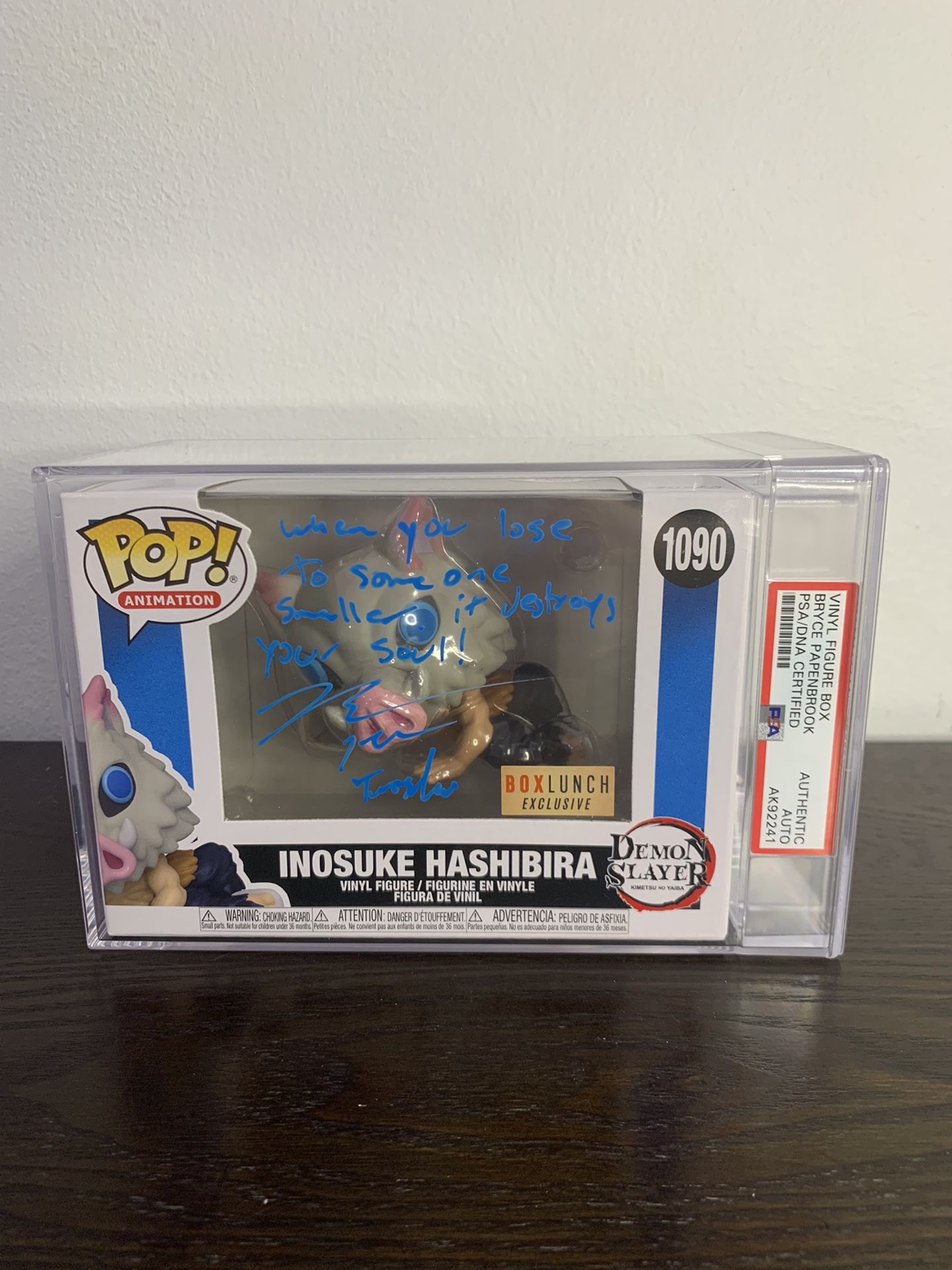 Signed Inosuke Hashibira Funko Pop Slabbed PSA