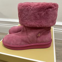 MICHAEL KORS All Pink Suede Pink Faux Fur Boots - Size 6M