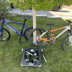 His And Her Quality Bikes Including Thule  Bike Rack