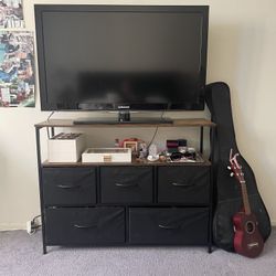 TV Stand with Fabric Drawers