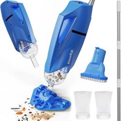 Cordless Pool Cleaner w/18.5GPM Suction, Telescoping Pole(20-69in), 2 Brush Heads