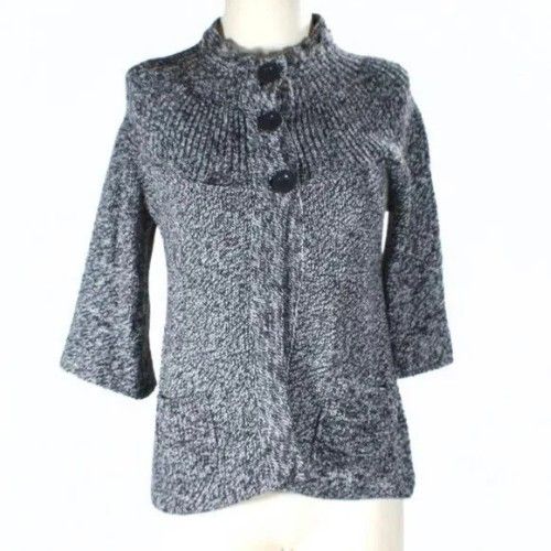 Gray & White Coastal Grandma Cottagecore Cardigan Size Medium