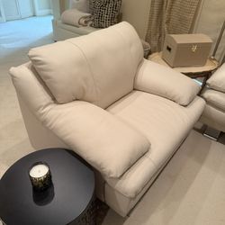 **Delivery available** Beautiful Oversized Italian Leather Chairs