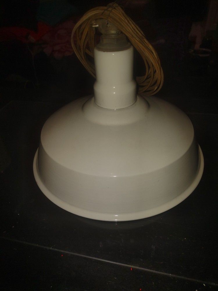 Vintage White Porcelain Black Rimmed Hanging Lamp