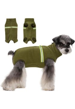 Dog Warm Coat, Polar Fleece Dog Pajamas Bodysuit for Small Medium Dogs Cats Walking Hiking Travel Sleeping, Cold Weather Puppy Vest Clothing, Stand Co