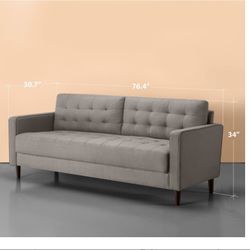 ZINUS Benton Sofa Couch / Grid Tufted Cushions / Easy, Tool-Free Assembly, Stone Grey