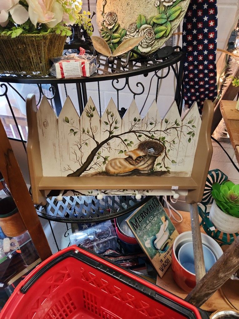 garden shelf hand painted $25