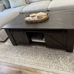Lift-Top Brown Wooden Table Coffee Table  -OBO