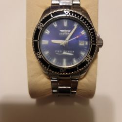 Invicta Pro Diver Watch 45mm Silver Tone Blue Date 15184