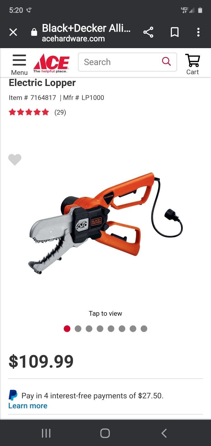 Black And Decker Aligator Lopper Saw Chainsaw Great For Small Branches