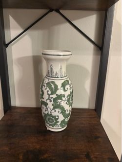 Green Floral Ceramic Vase