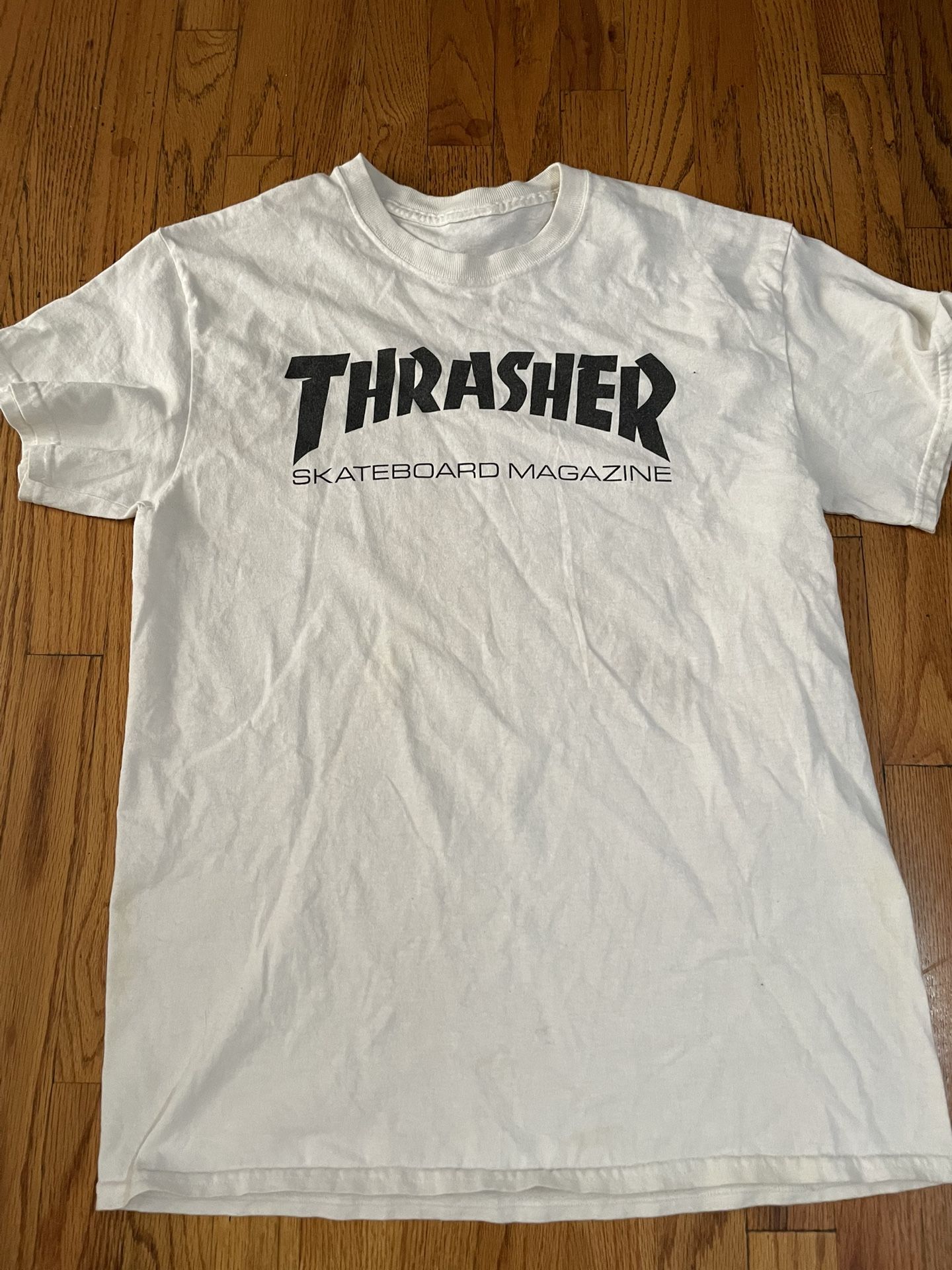 White T Shirt Thrasher Medium