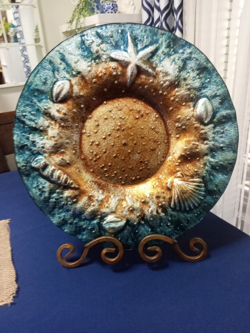 Seashells Decorative Plate And Stand