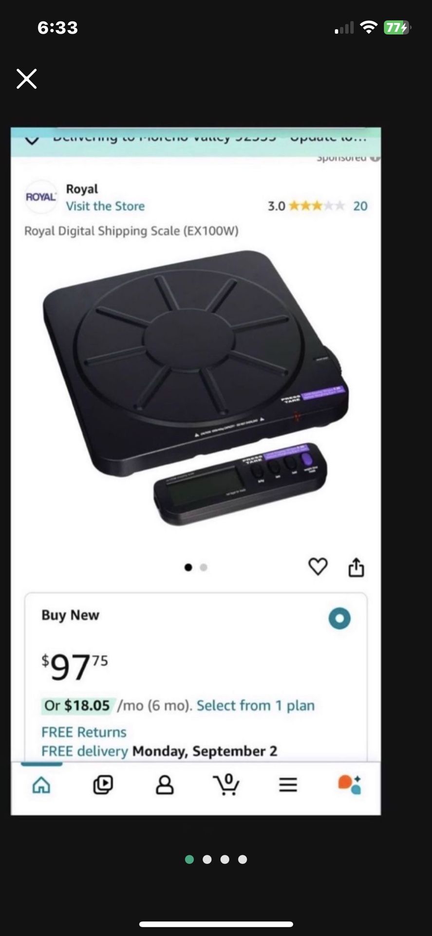 Paid $100 Sell $70 Royal Digital Shipping Scale (EX100W