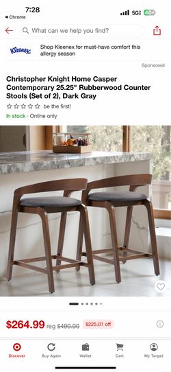 Christopher Knight Home Casper Contemporary 25.25" Rubberwood Counter Stools (Set of 2), Dark Gray