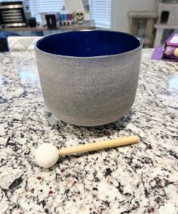 8" Third Eye Chakra Frosted Crystal Singing Bowl – Indigo, A Note