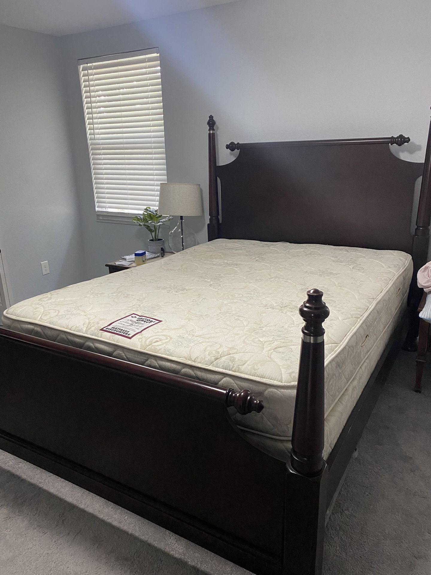 Queen Wood Bed and Dresser 