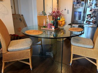 Custom Round Glass Dining Table with Glass Base
