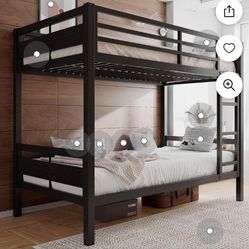 Heavy duty black metal bunk beds Twin size
