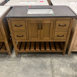 42'' Solid Wood Bathroom Vanity with Stone Countertop (Top Damaged)