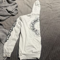 Floral Cross Chrome Heart Horseshoe White Hoodie