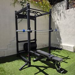 New Vesta Pr3000 Squat Rack | 230lbs Bumper plates | Adjustable Bench | Barbell | Plus Attachments Seen | FREE DELIVERY 🚚