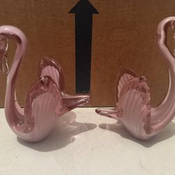 Pair Swarovski Swans Pink 