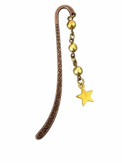 Gold-Tone Star Beaded Bookmark – Bronze-Tone Metal