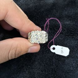 925 Silver Nugget Ring With Diamond Cut