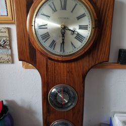 Wall Clock With Thermometer & Barometer