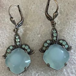 Aretes Stainlend Piedras Opal Joyería Antigua 