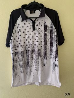 Men American Flag Polo Tshirt Short Sleeve By Mainfini Size L Color White
