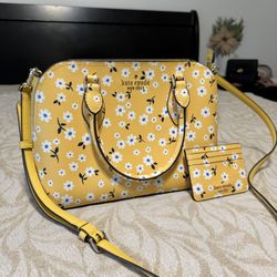 Kate Spade Darcy Fleurette Satchel Handbag/Crossbody w/ Card Holder