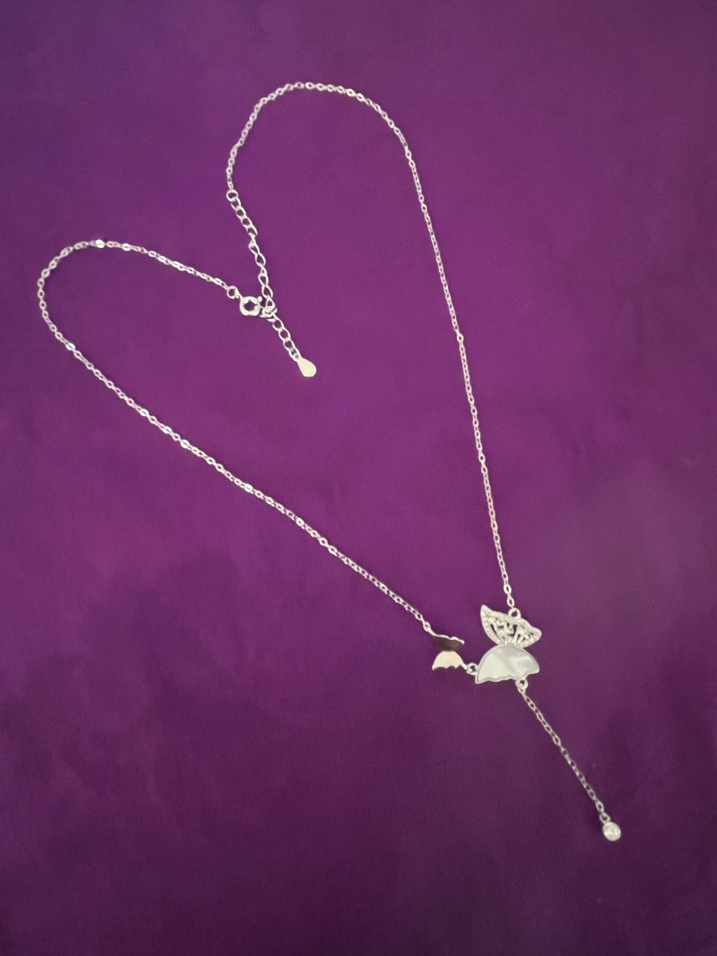 Two Butterflies Sterling Silver Necklace Gold Fn