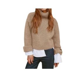NEW Brown Fuzzy Turtleneck Sweater