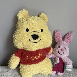 Hallmark Disney Winnie The Pooh & Piglet Plush Stuffed Animal Toy Fuzzy