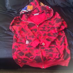 red bape hoodie XL
