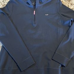 XL Vineyard Vines Sweatshirt Womens X Large Blue 1/4 Zip Cotton Pullover Long Sleeve BBS 