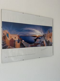 3 Glass Framed Photos Of Santorini