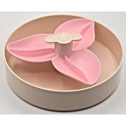PetDreamHouse Interactive Spin Slow Feeder Bowl Pink Tan Flower