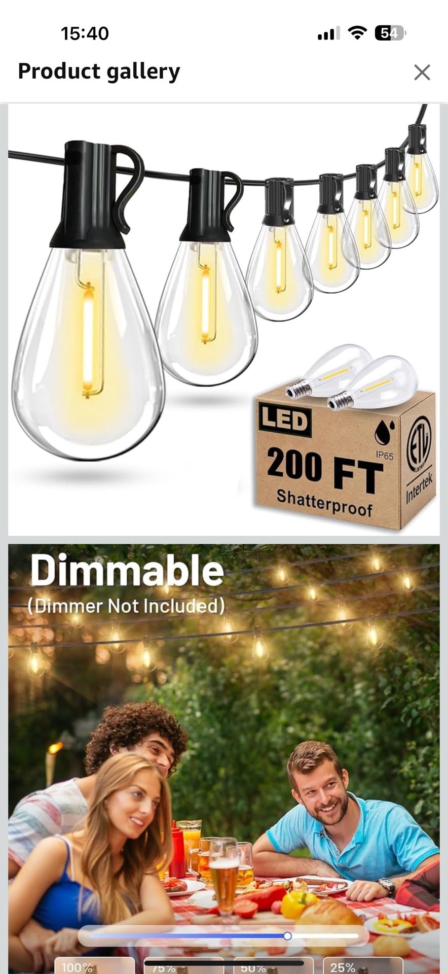 200FT Outdoor String Lights, Ultra Long Waterproof 60+2 Shatterproof Bulbs Led Outside Patio Lights for Porch Deck Garden Backyard Balcony Wedding Par