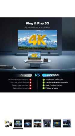 New! Wireless HDMI Transmitter and Receiver 4K BIN-910, 400FT/120M Long Range, 9 Adjustable Channels, 1TX to 3RX– Stream HD Video/Audio from Laptop, P