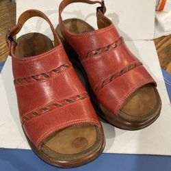 Néw Womens Dansko Leather Wedge Rustic Sandals Size 36