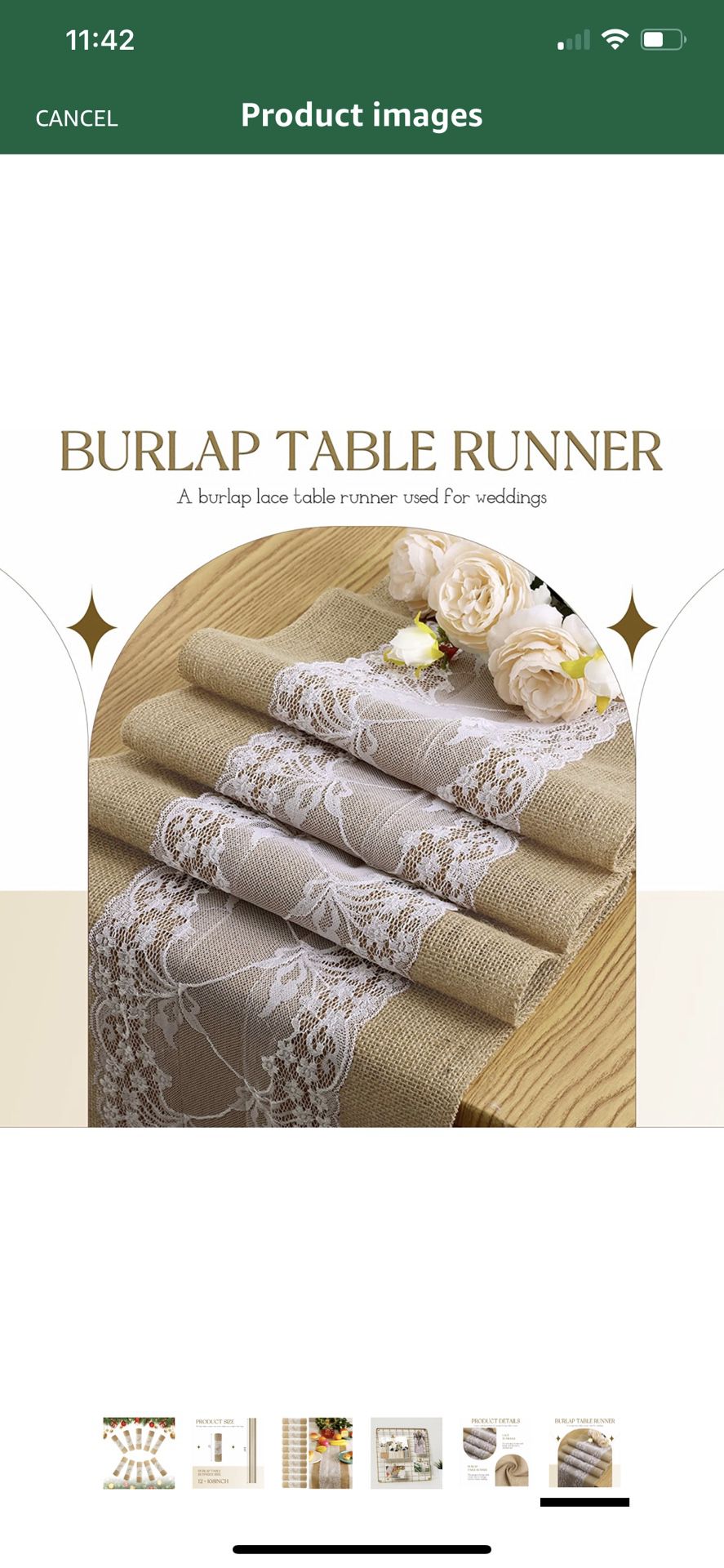 10 Packs boyspringg Burlap Table Runner- Burlap Lace Table Runner 12x108 inches