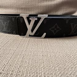 Black LV Silver Buckle Belt 105 CM